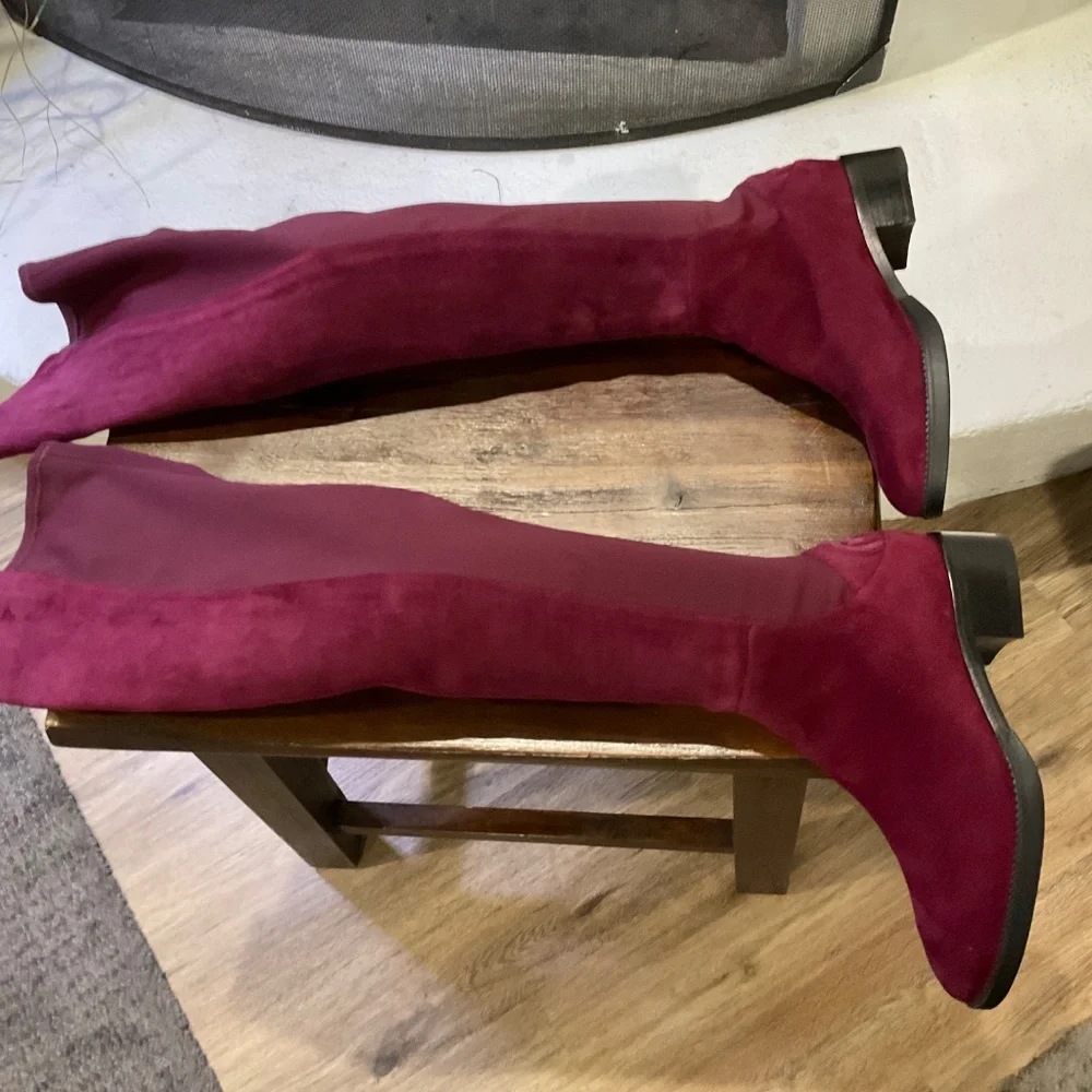 NEW Tory Burch Caitlin Burgundy Suede stretch over the knee boot size 5M